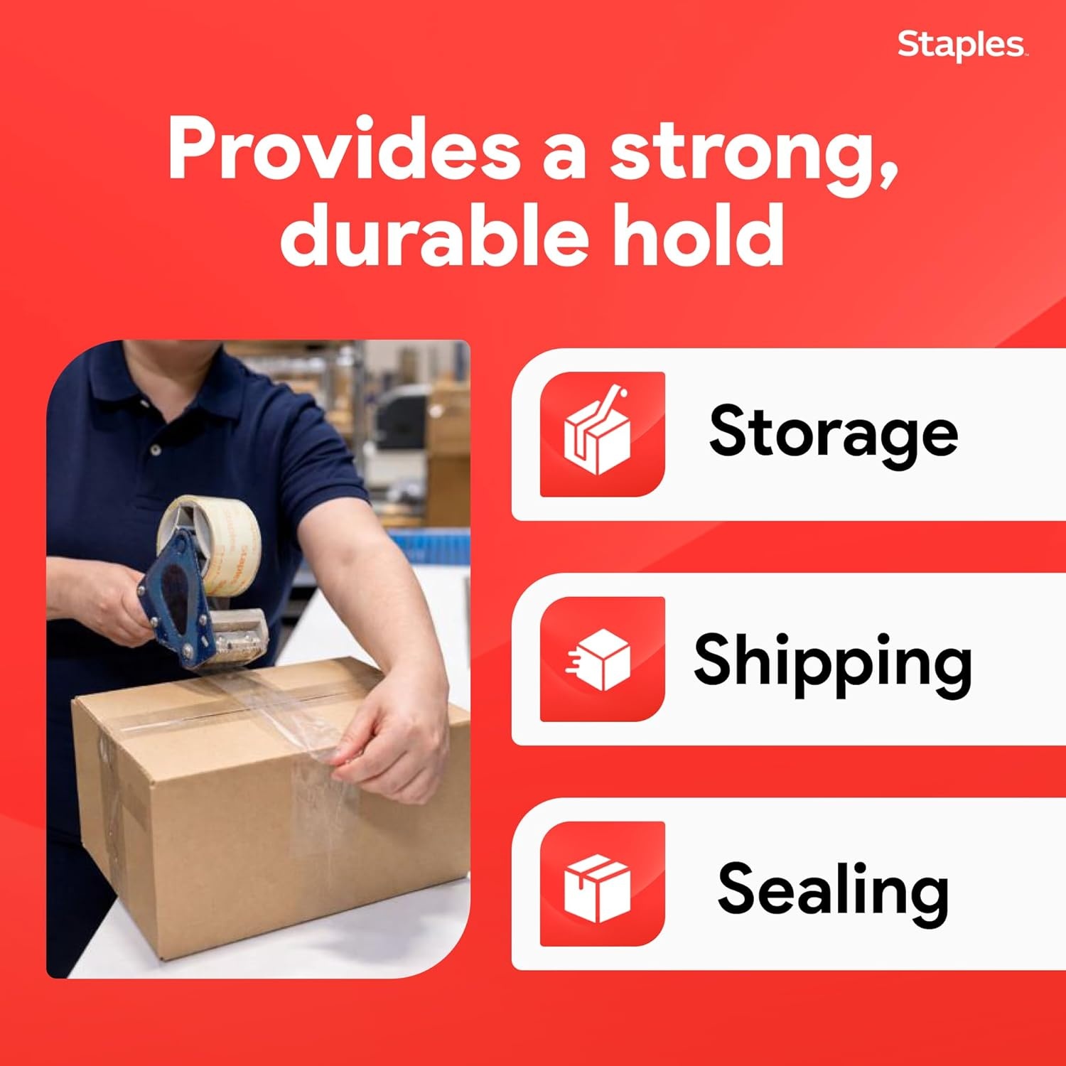 image:imageSTAPLES Ultra HeavyDuty Packing Tape 188 x 546 Yards Clear 6Roll Pack