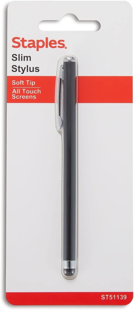 image:imageSTAPLES Universal Slim Stylus Pen HighPrecision Capacitive Tip for Touch Screens on iPad iPhone Android Tablets amp Smartphones Lightweight Design SilverBlack