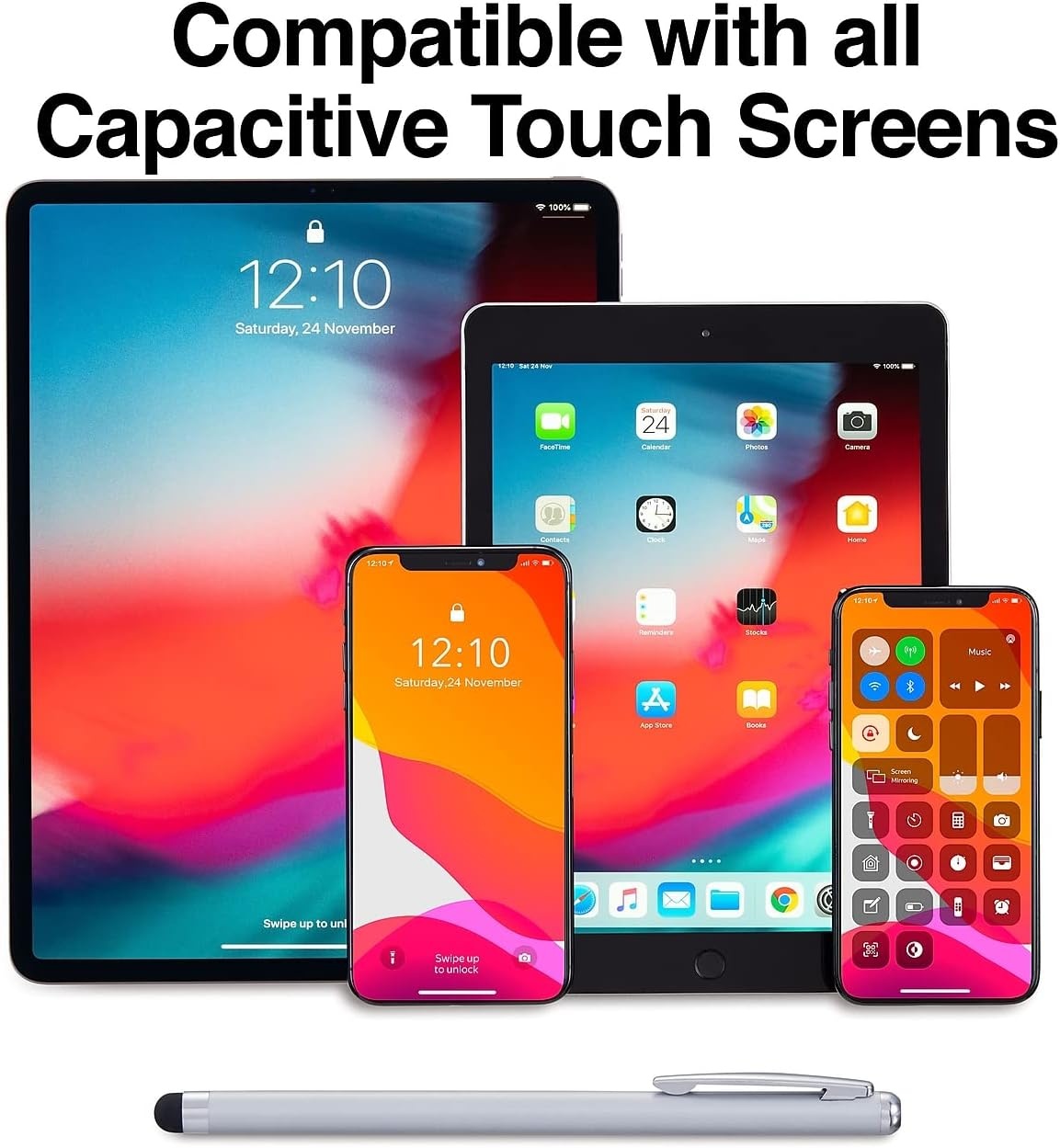 image:imageSTAPLES Universal Slim Stylus Pen HighPrecision Capacitive Tip for Touch Screens on iPad iPhone Android Tablets amp Smartphones Lightweight Design SilverSilver