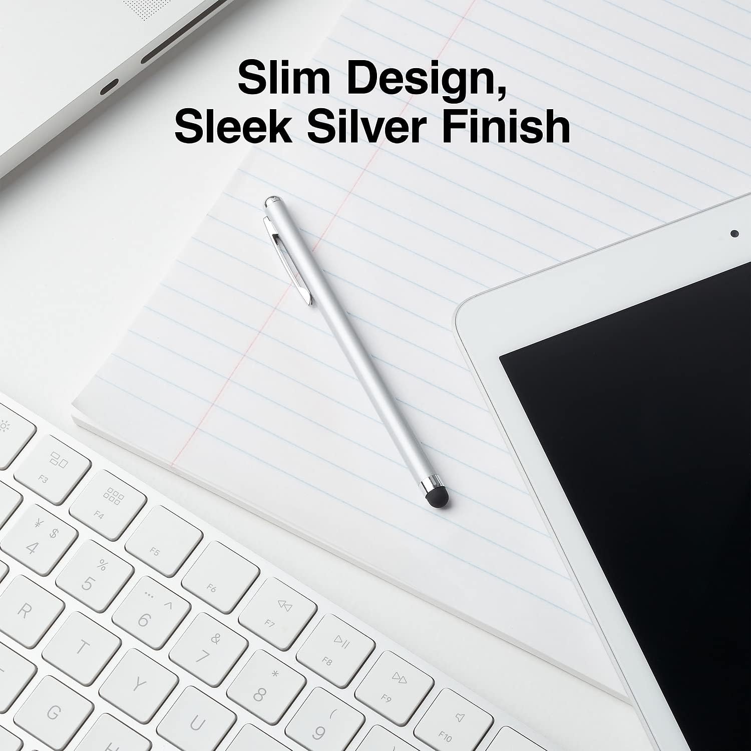 image:imageSTAPLES Universal Slim Stylus Pen HighPrecision Capacitive Tip for Touch Screens on iPad iPhone Android Tablets amp Smartphones Lightweight Design SilverSilver