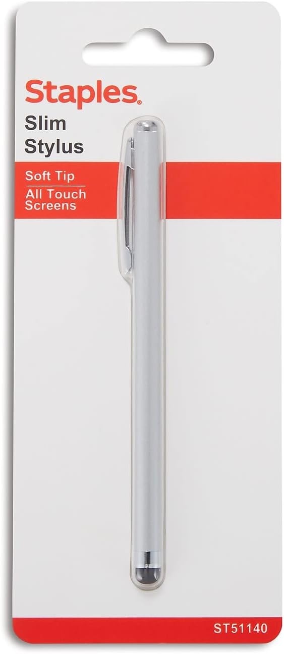 image:imageSTAPLES Universal Slim Stylus Pen HighPrecision Capacitive Tip for Touch Screens on iPad iPhone Android Tablets amp Smartphones Lightweight Design SilverSilver