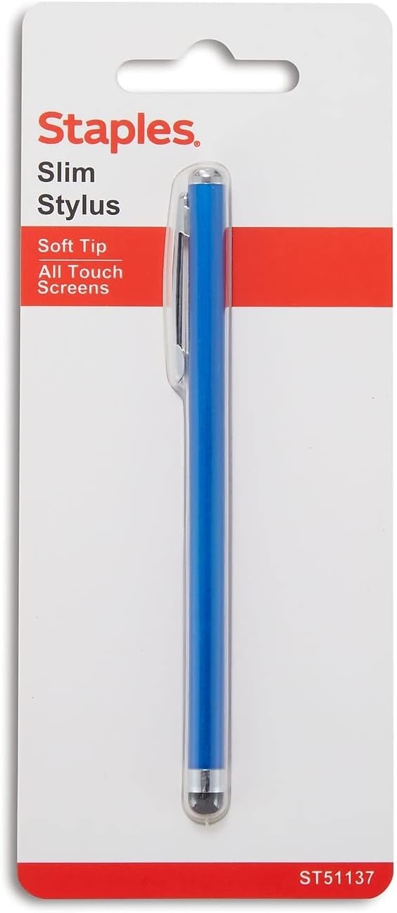 image:imageSTAPLES Universal Slim Stylus Pen HighPrecision Capacitive Tip for Touch Screens on iPad iPhone Android Tablets amp Smartphones Lightweight Design SilverBlue