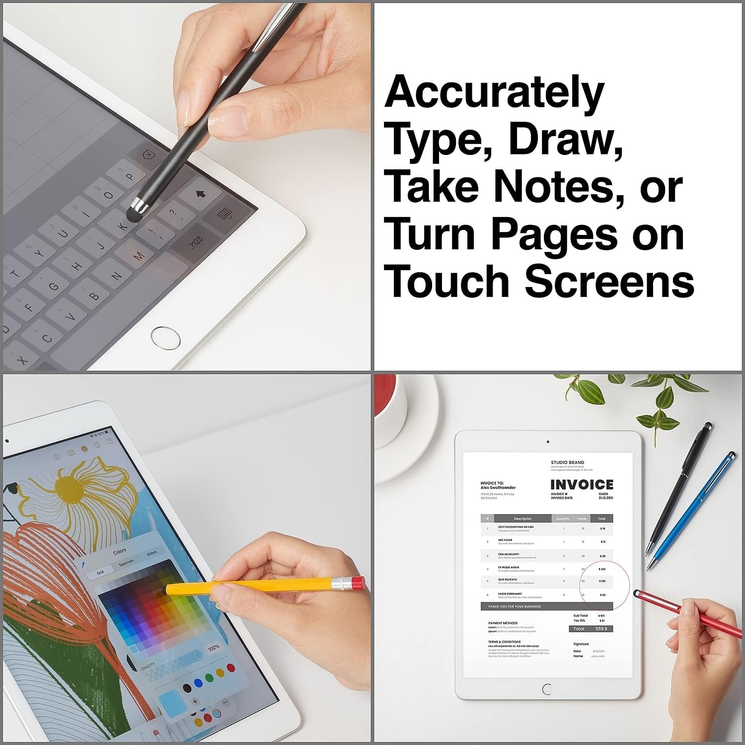 image:imageSTAPLES Universal Touch Screen Stylus HighPrecision Capacitive Pencil for iPad iPhone Samsung amp Android Tablets Smooth Writing amp Navigation for All Touchscreen Devices