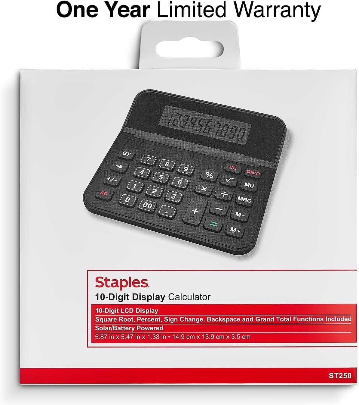 image:imageStaples 10Digit Desktop Calculator Large Display with Big Buttons Solar amp Battery Dual Power Basic Office Calculator for Business Home amp School Black 2Pack ST250CCVS