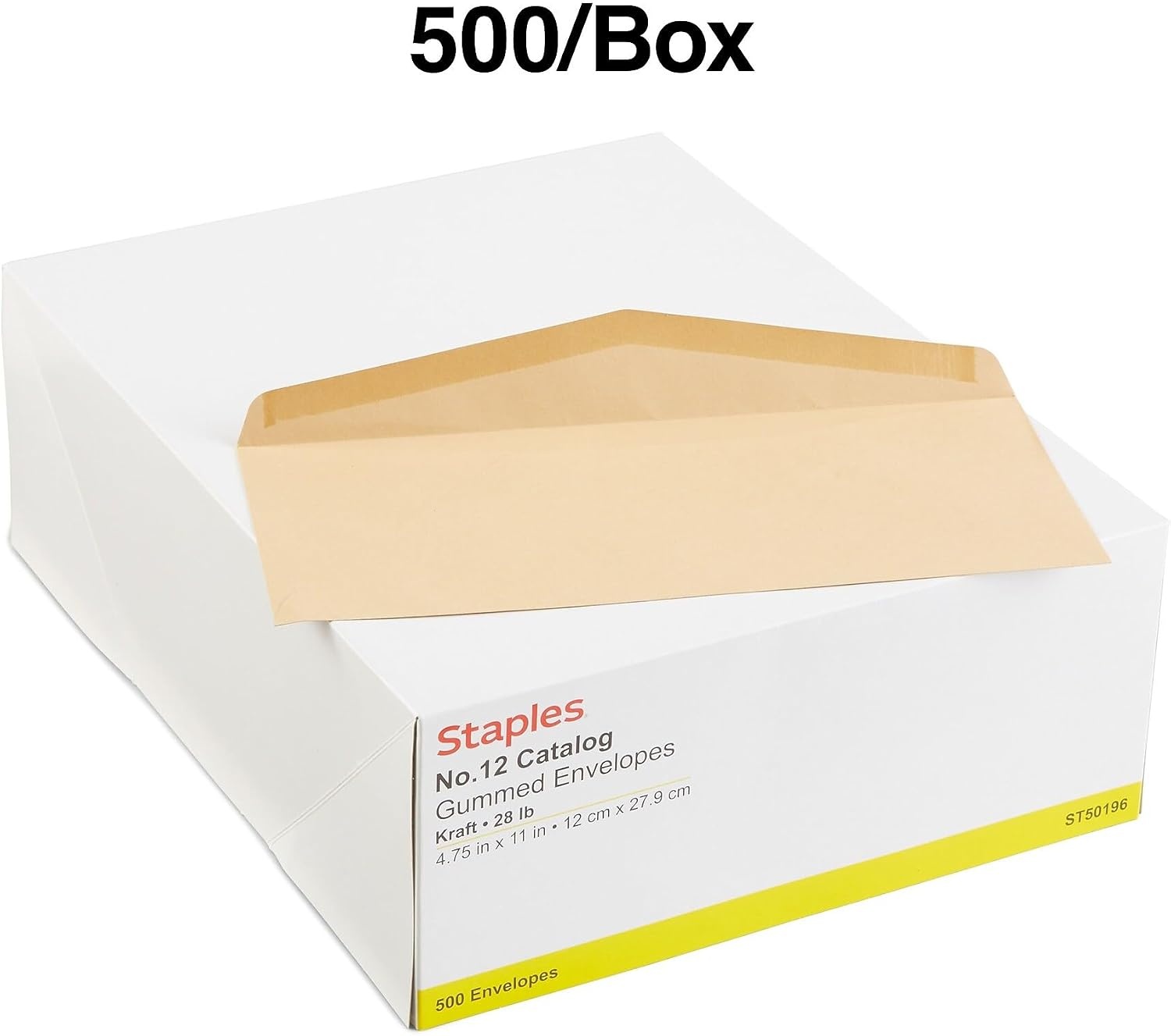 image:imageStaples 12 Brown Kraft Gummed Envelopes Heavyweight OpenEnd Mailing Envelopes 500Box