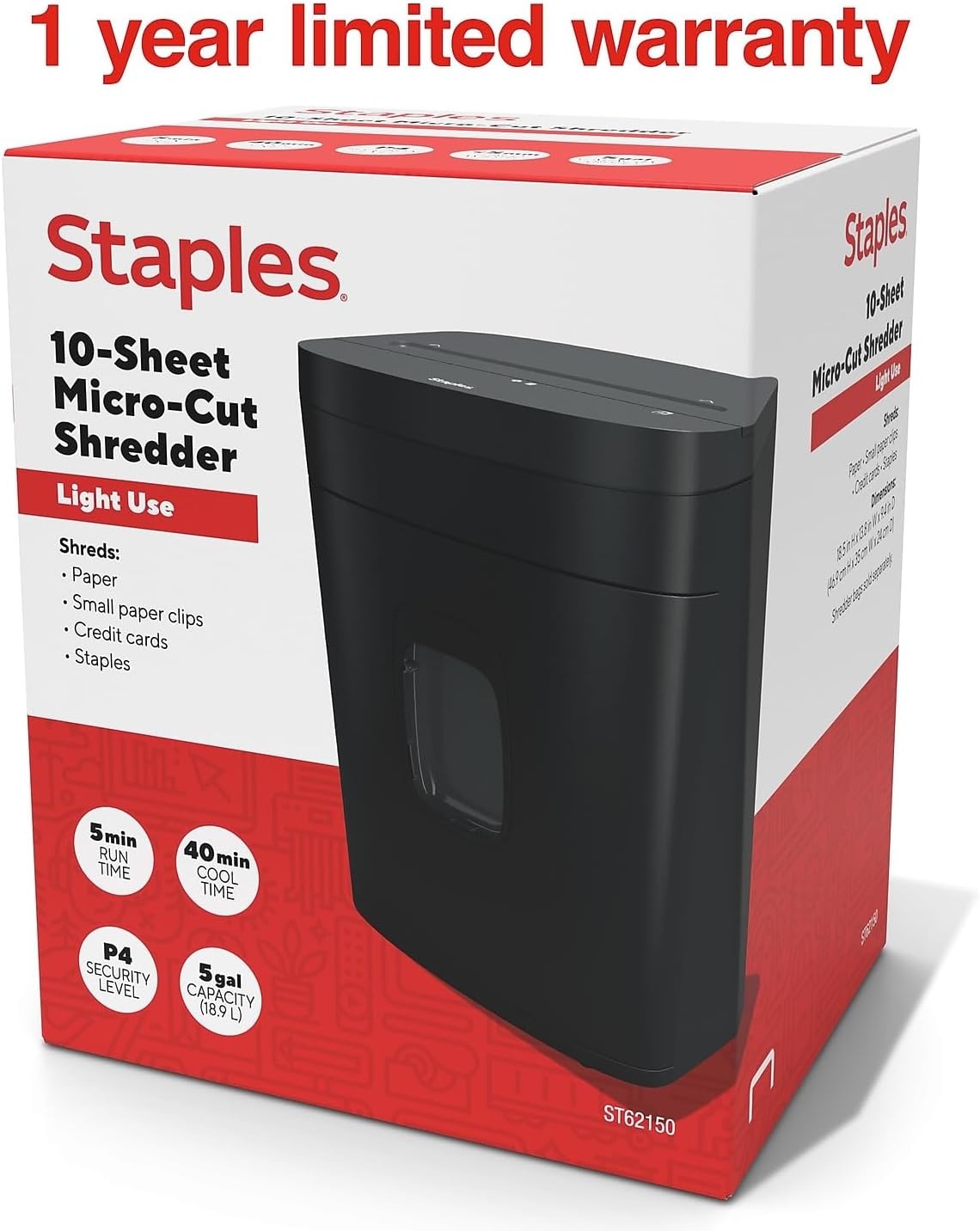 image:imageStaples 12Sheet MicroCut Paper Shredder HighSecurity Shreds Credit Cards for Home amp Office AntiJam Black10 Sheet