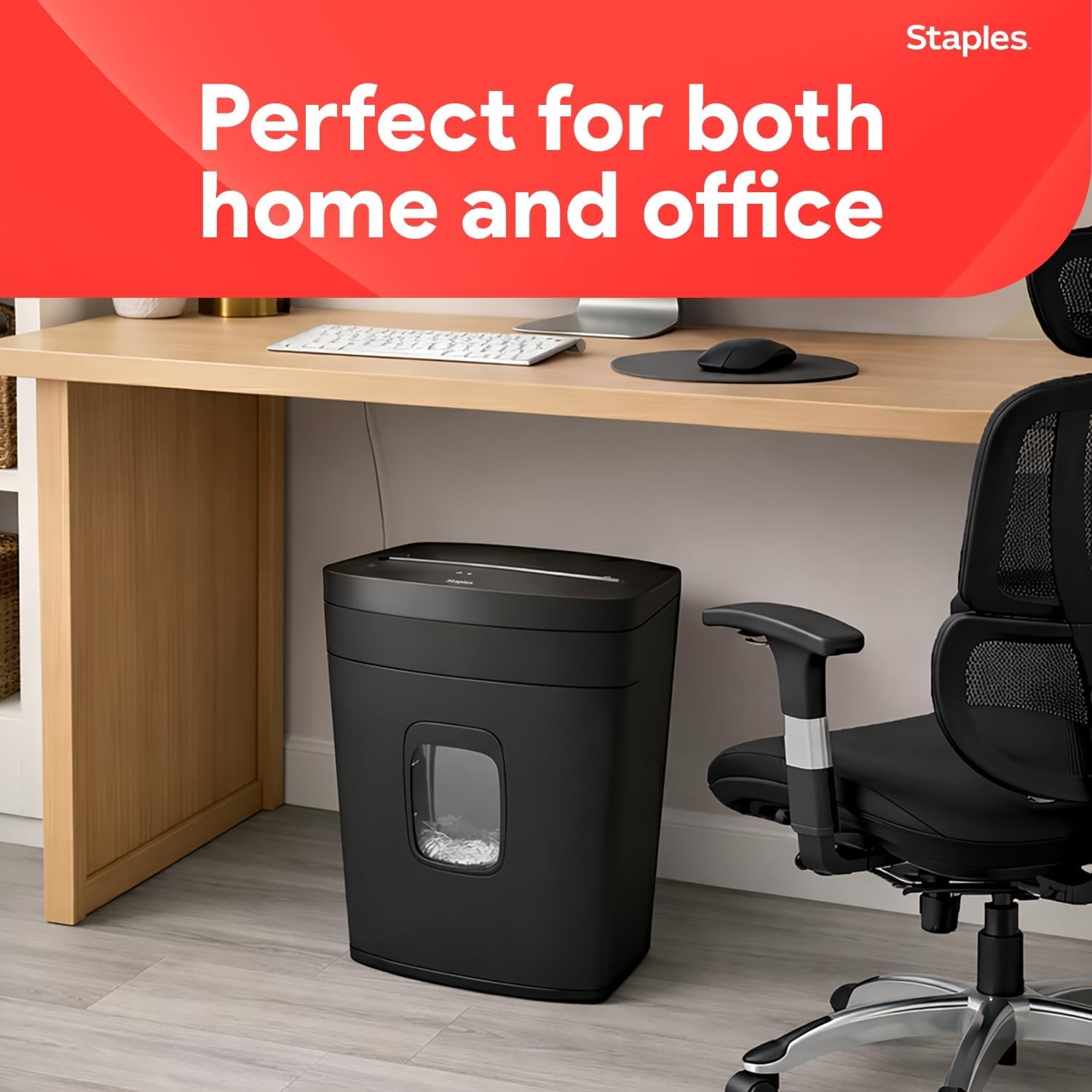 image:imageStaples 12Sheet MicroCut Paper Shredder HighSecurity Shreds Credit Cards for Home amp Office AntiJam Black12 Sheet Tall