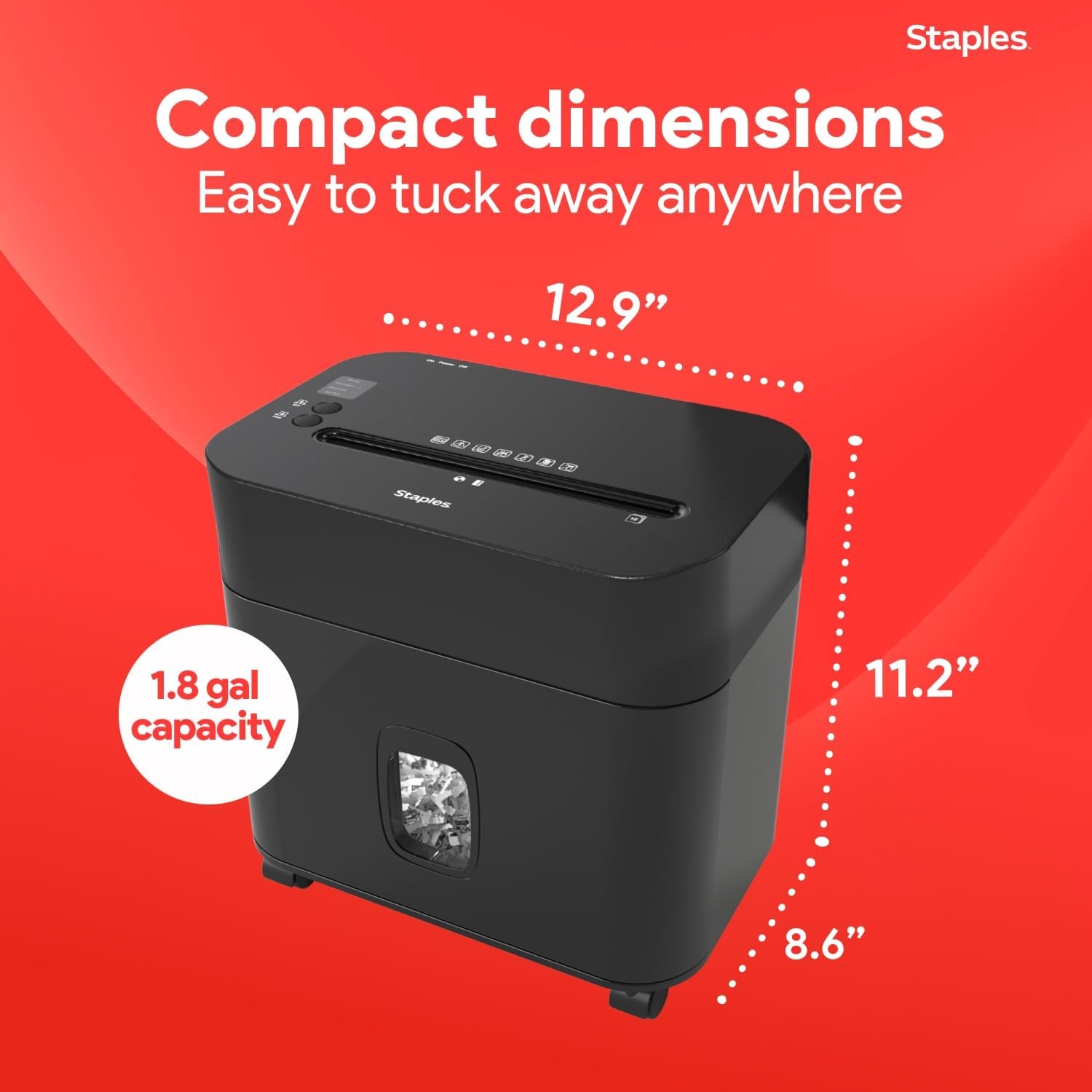 image:imageStaples 12Sheet MicroCut Paper Shredder HighSecurity Shreds Credit Cards for Home amp Office AntiJam Black12 Sheet Wide