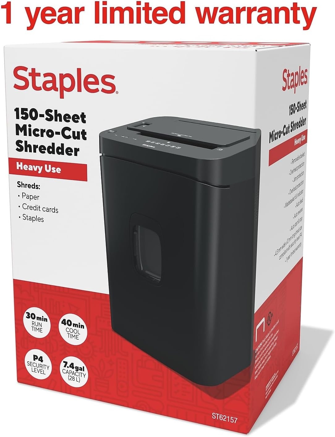 image:imageStaples 12Sheet MicroCut Paper Shredder HighSecurity Shreds Credit Cards for Home amp Office AntiJam Black150 Sheet