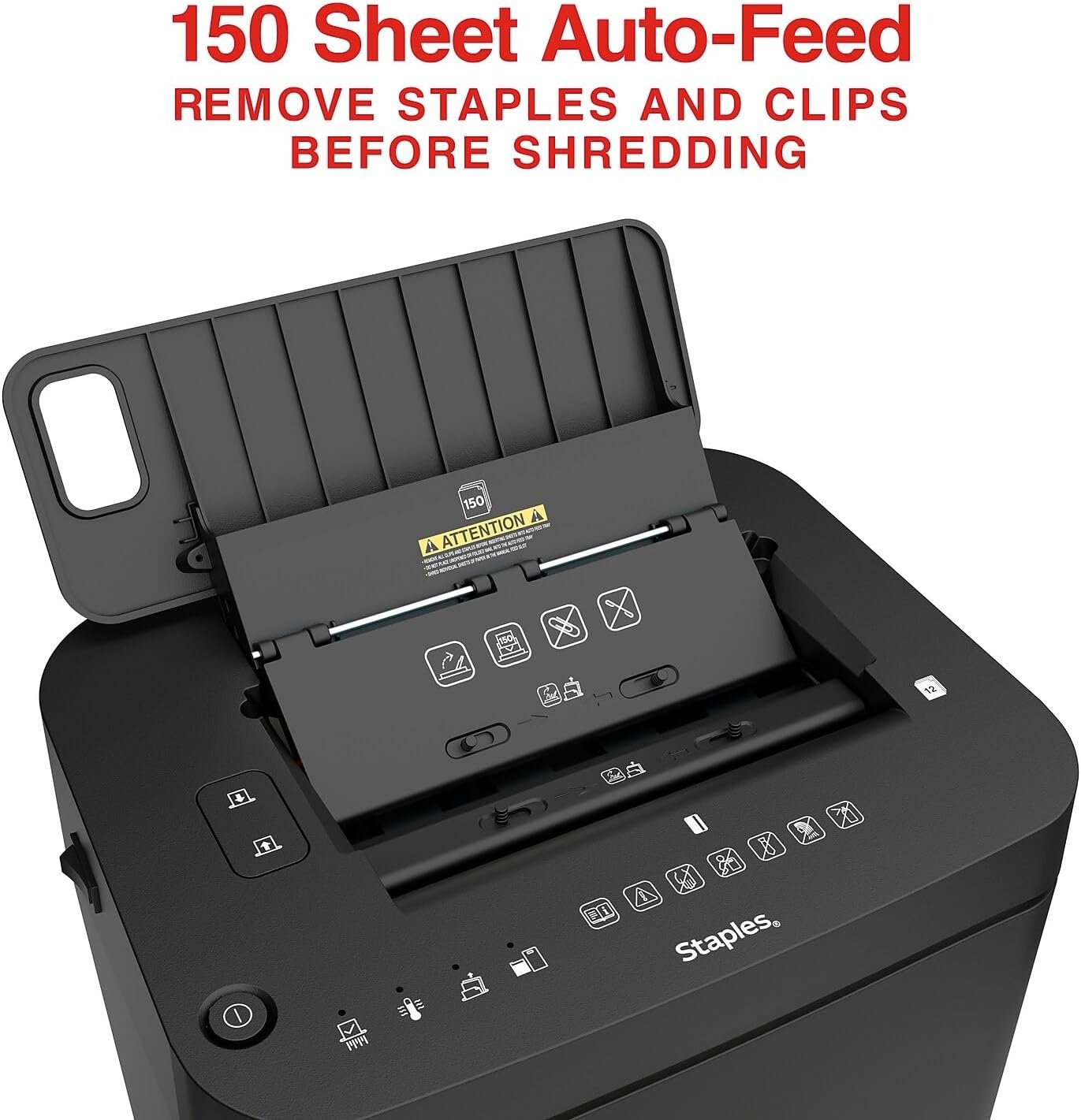 image:imageStaples 12Sheet MicroCut Paper Shredder HighSecurity Shreds Credit Cards for Home amp Office AntiJam Black150 Sheet