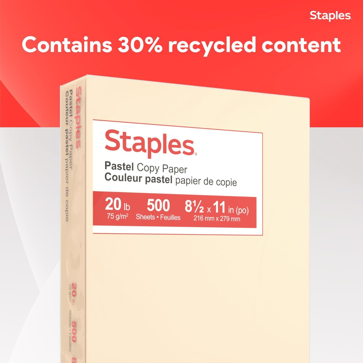 image:imageStaples 30 Recycled 85 x 11 Inch 20 lbs 500Sheets Pack Blue For Office School amp HomeCream