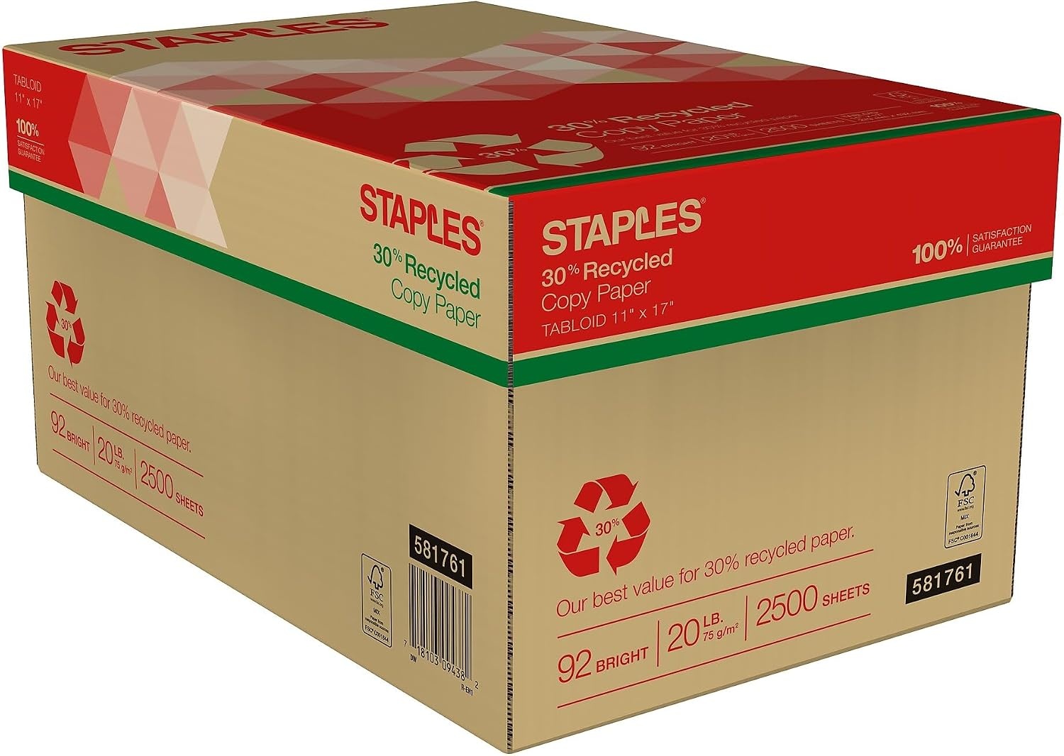 image:imageStaples 30 Recycled Copy Paper 8 12 x 11 Case For Office School amp Home11 x 17
