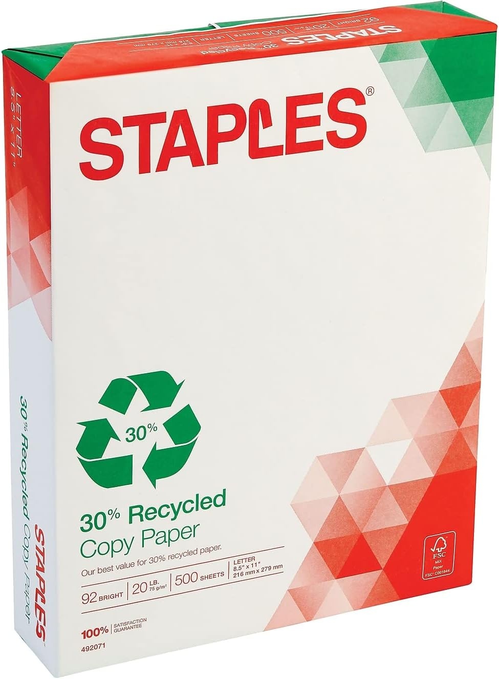 image:imageStaples 30 Recycled Copy Paper 8 12 x 11 Case For Office School amp Home85 x 11