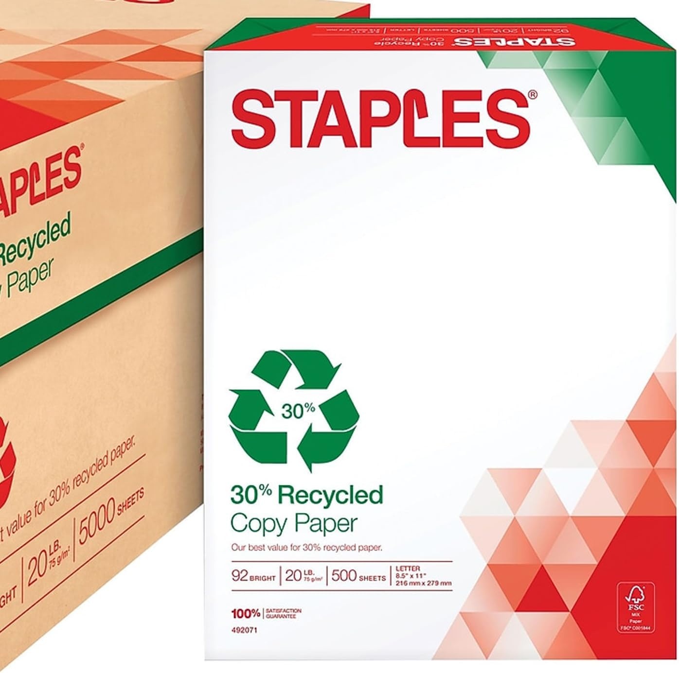 image:imageStaples 30 Recycled Copy Paper 8 12 x 11 Case For Office School amp Home85 x 11