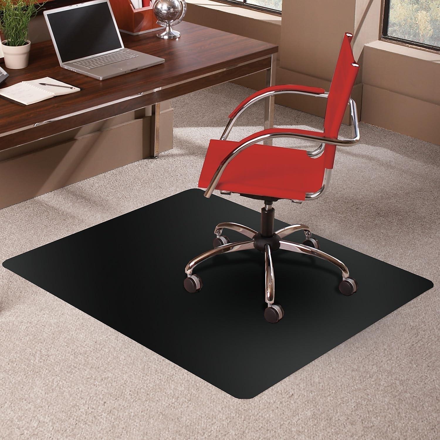 image:imageStaples 36X48 LowPile Chair Mat Black No LipBlack for Carpet