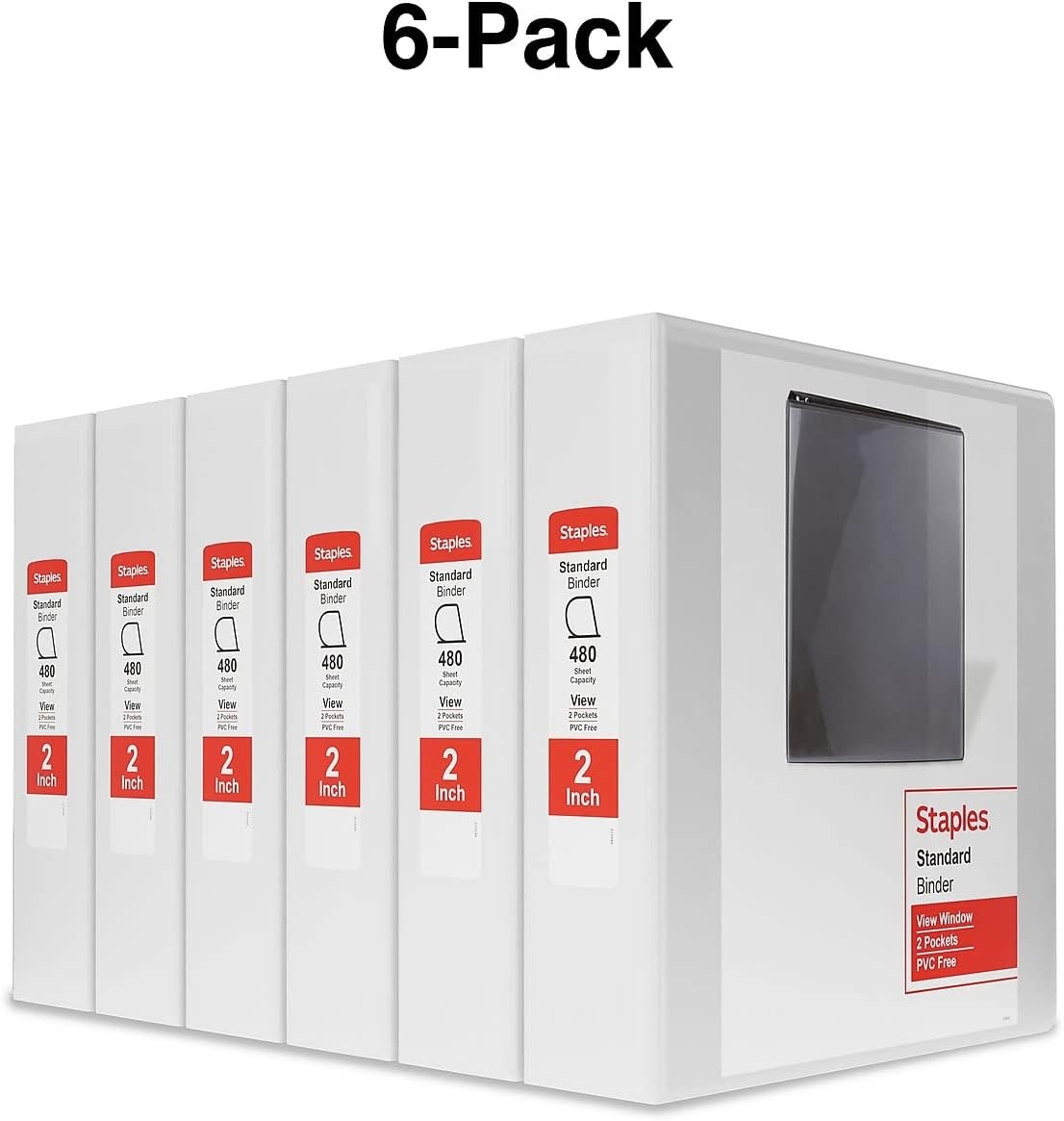 image:imageStaples 3Ring Binder 2 DRing White HighCapacity Organizer for Home Office amp School Holds up to 480 Sheets 6PackWhite