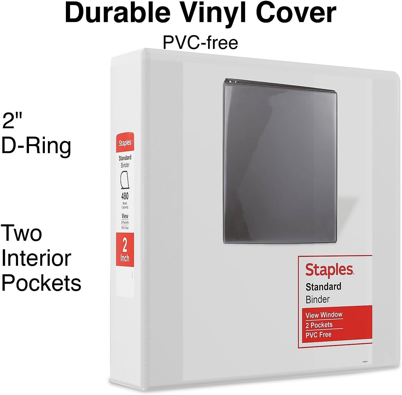 image:imageStaples 3Ring Binder 2 DRing White HighCapacity Organizer for Home Office amp School Holds up to 480 Sheets 6PackWhite
