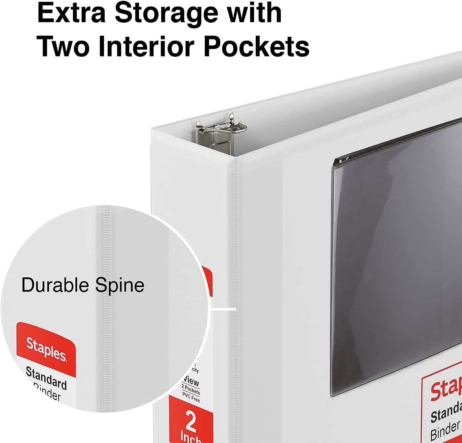 image:imageStaples 3Ring Binder 2 DRing White HighCapacity Organizer for Home Office amp School Holds up to 480 Sheets 6PackWhite