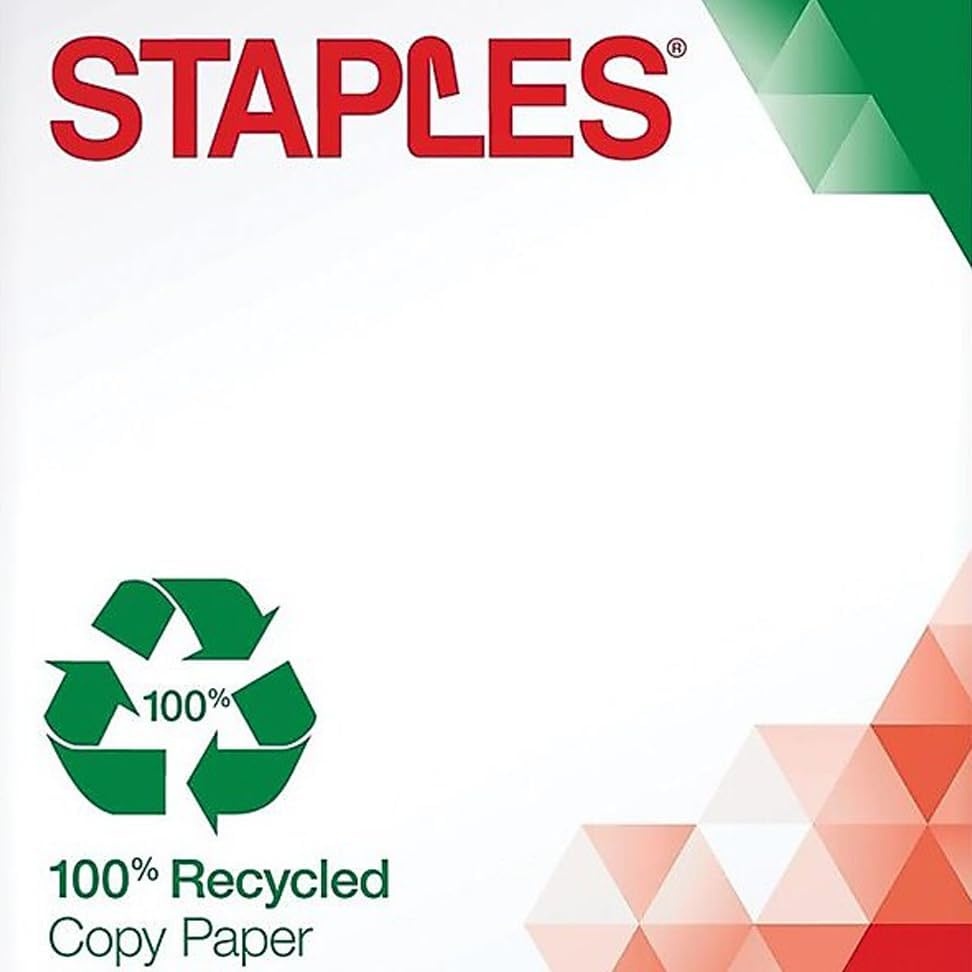image:imageStaples 50 Recycled 85Inch x 11Inch Multipurpose Paper 24 lbs 96 Bright 10 RMCT For Office School amp Home100 Recycled