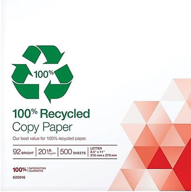 image:imageStaples 50 Recycled 85Inch x 11Inch Multipurpose Paper 24 lbs 96 Bright 10 RMCT For Office School amp Home100 Recycled