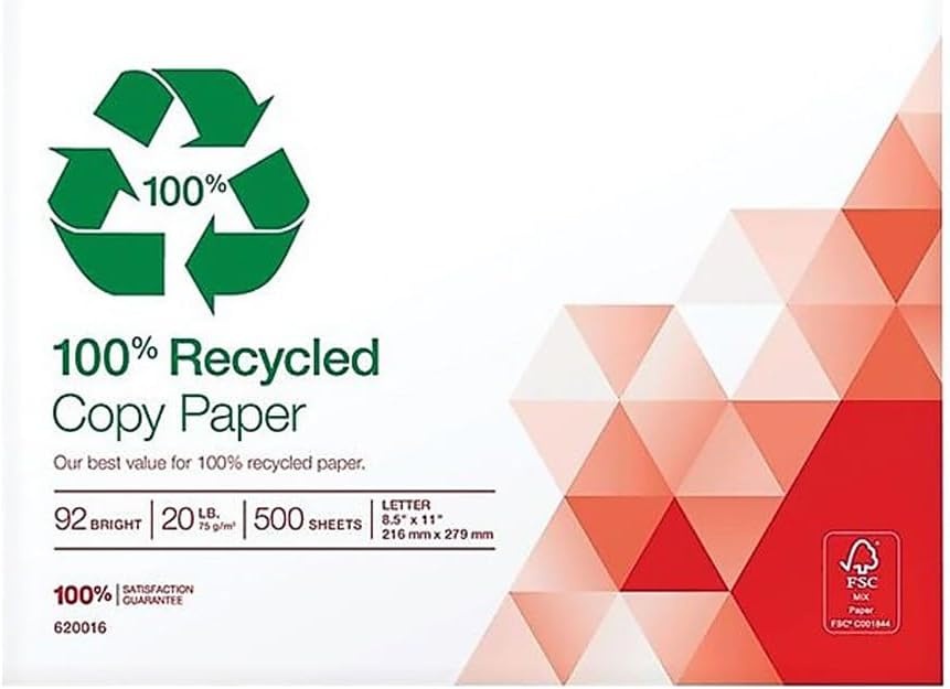 image:imageStaples 50 Recycled 85Inch x 11Inch Multipurpose Paper 24 lbs 96 Bright 10 RMCT For Office School amp Home100 Recycled