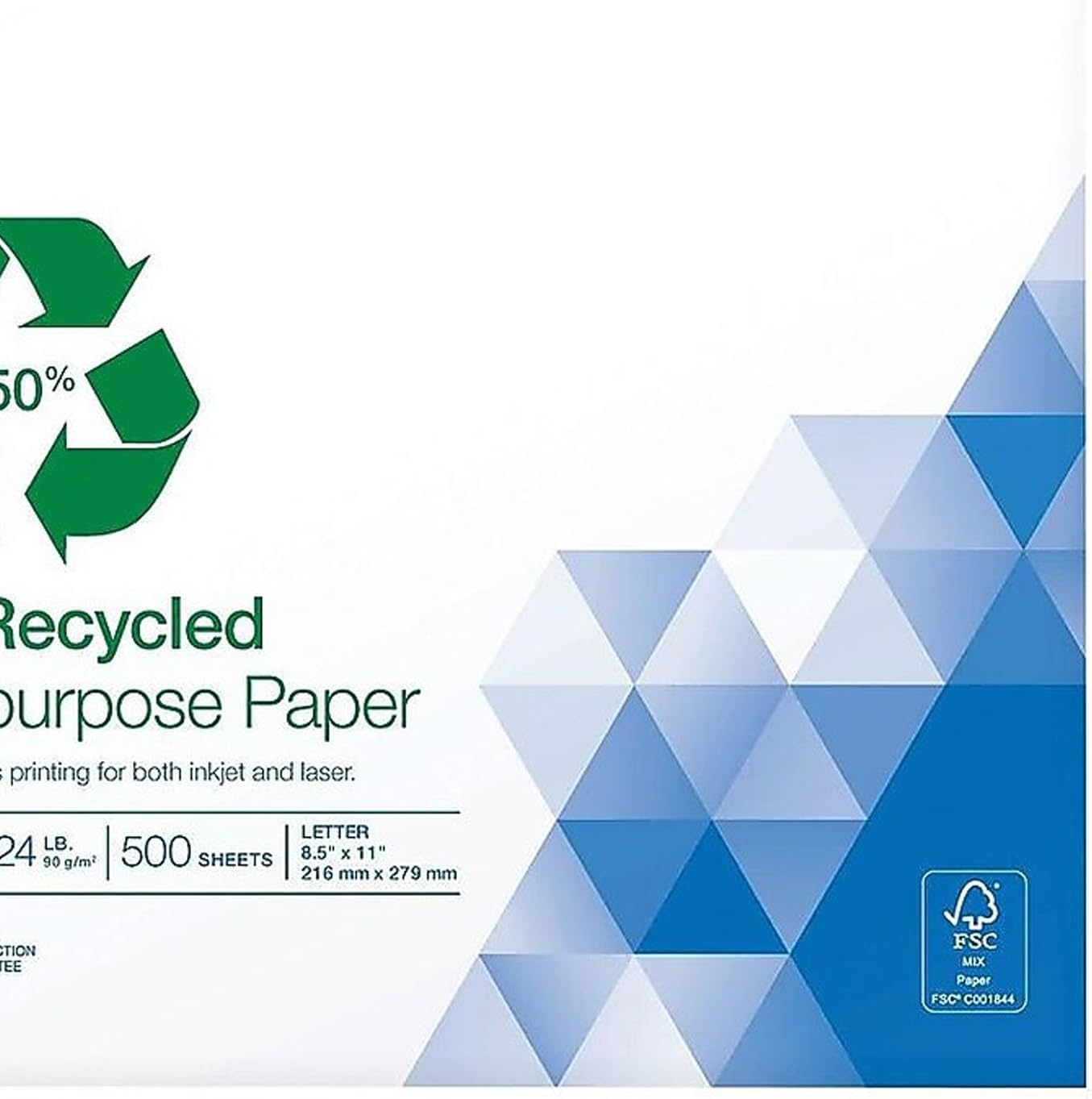 image:imageStaples 50 Recycled 85Inch x 11Inch Multipurpose Paper 24 lbs 96 Bright 10 RMCT For Office School amp Home50 Recycled