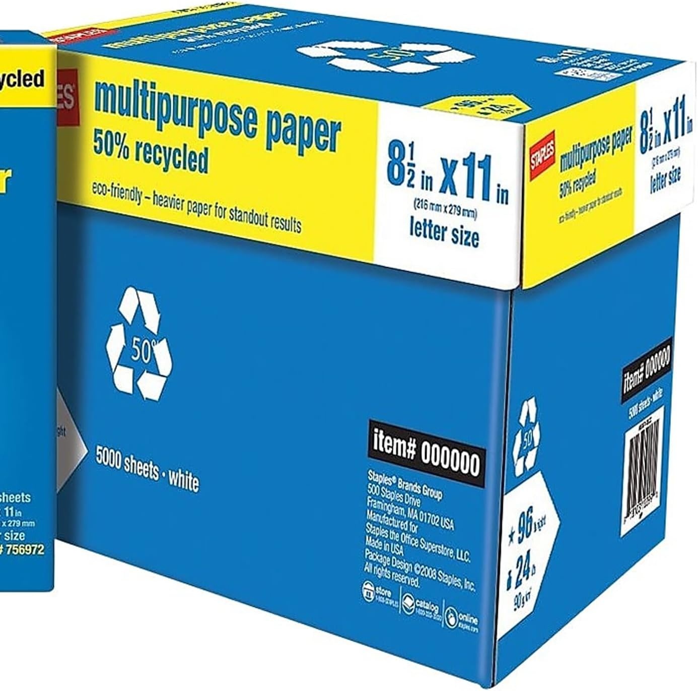 image:imageStaples 50 Recycled 85Inch x 11Inch Multipurpose Paper 24 lbs 96 Bright 10 RMCT For Office School amp Home50 Recycled
