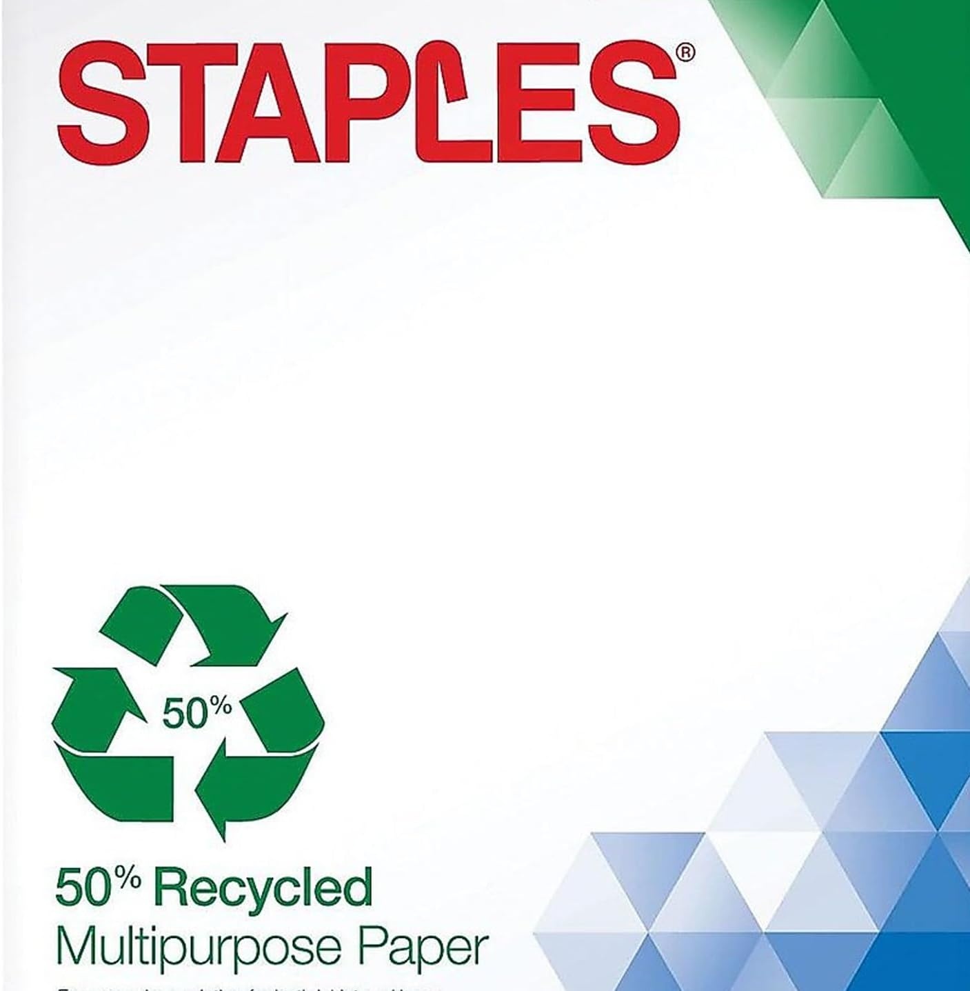 image:imageStaples 50 Recycled 85Inch x 11Inch Multipurpose Paper 24 lbs 96 Bright 10 RMCT For Office School amp Home50 Recycled
