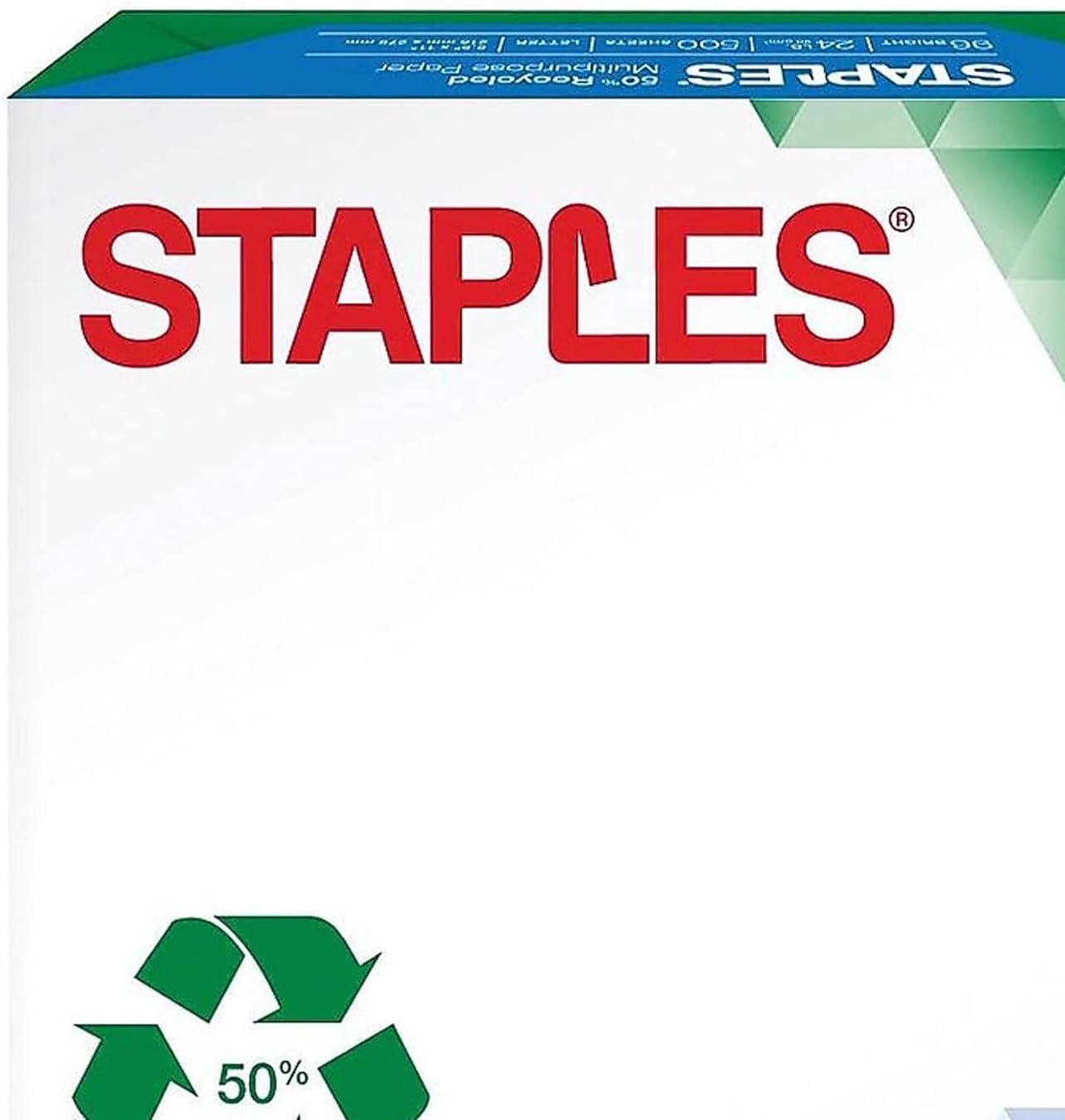 image:imageStaples 50 Recycled 85Inch x 11Inch Multipurpose Paper 24 lbs 96 Bright 10 RMCT For Office School amp Home50 Recycled