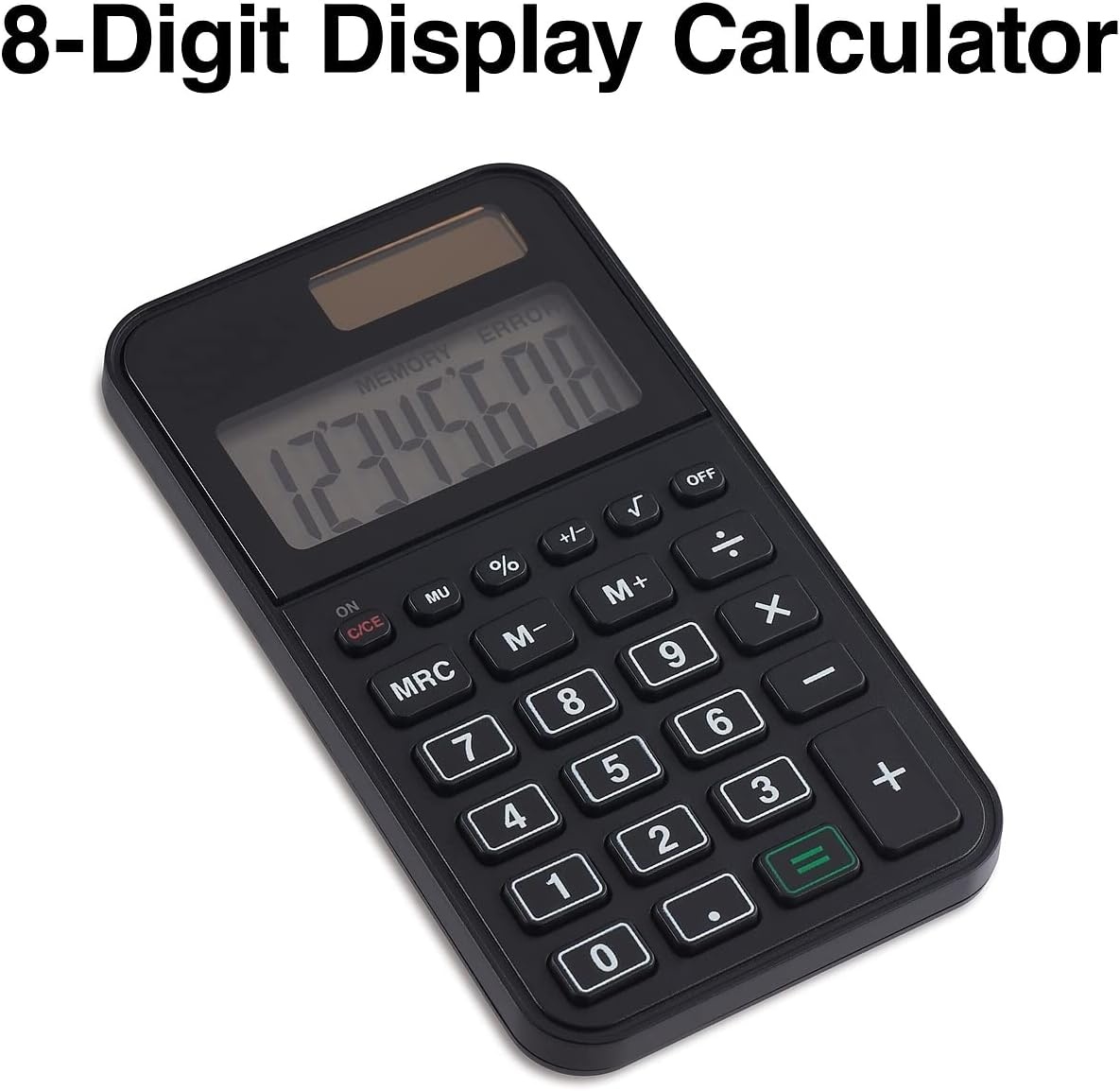 image:imageStaples 8Digit Pocket Calculator Solar amp Battery Dual Power Large LCD Display Compact Basic Handheld Calculator for Home School amp Office Black 3Pack ST130CCVS