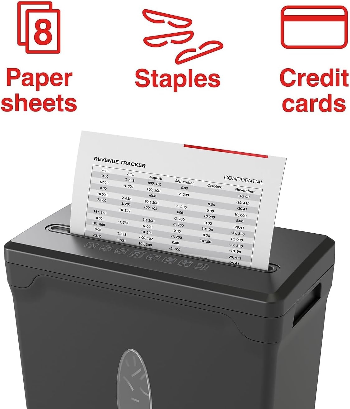 image:imageStaples 8Sheet CrossCut Paper Shredder AntiJam Shreds PaperCredit CardsStaples for Office amp Home Use with 36 Gallon Bin Black8 Sheet