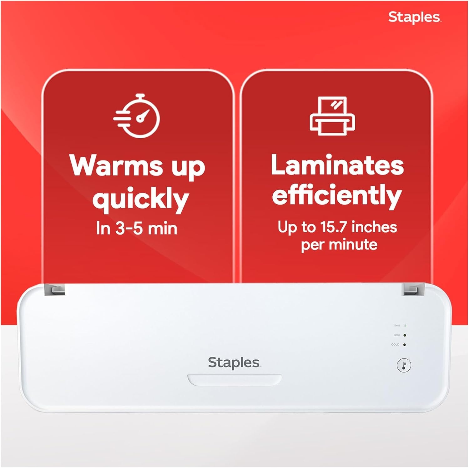 image:imageStaples 9inch Thermal amp Cold Laminator Versatile Laminating Machine for Home School amp Office WhiteGray