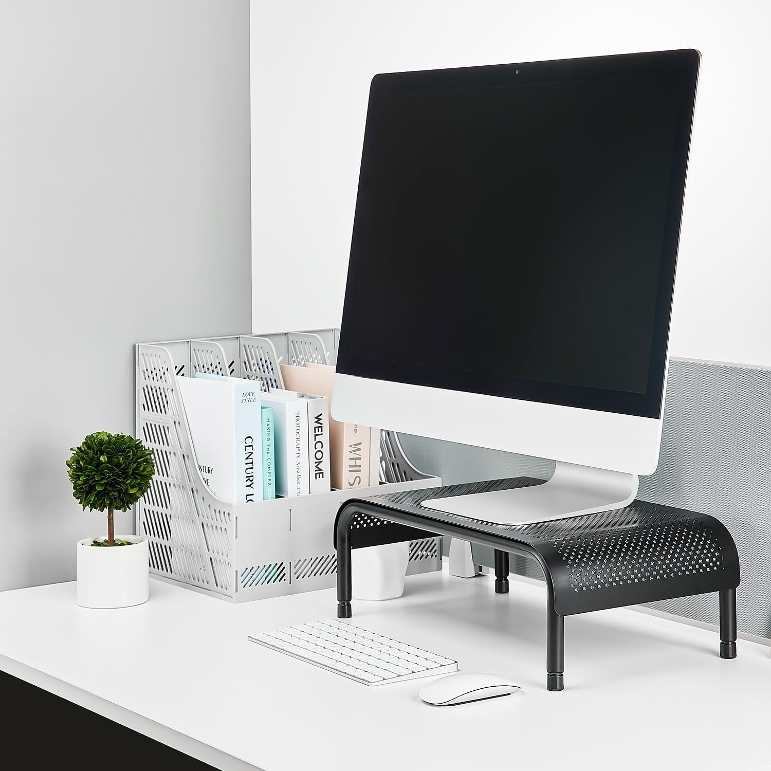 image:imageStaples Adjustable Steel Monitor Stand Ergonomic Desktop Riser for Monitors Laptops amp Office Accessories