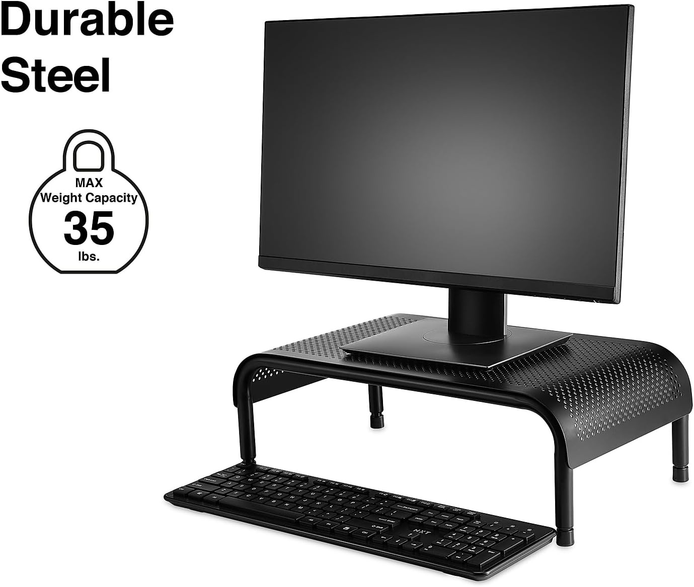 image:imageStaples Adjustable Steel Monitor Stand Ergonomic Desktop Riser for Monitors Laptops amp Office Accessories