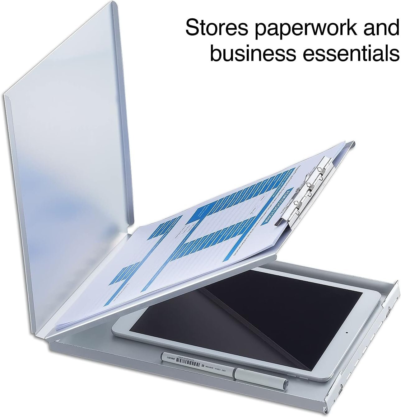 image:imageStaples Aluminum Storage Clipboard Letter Size Silver HeavyDuty Clipboard with Storage