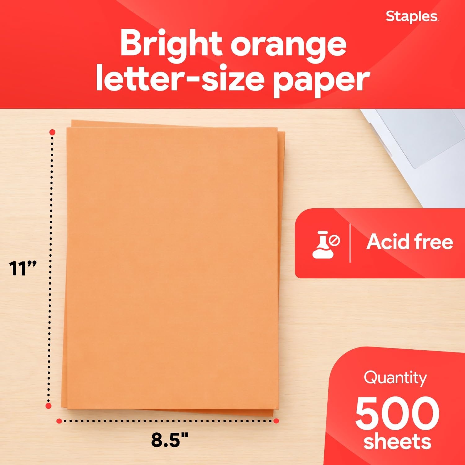 image:imageStaples Brights Colored Paper 8 12Inch x 11Inch Orange 500Ream For Office School amp HomeOrange