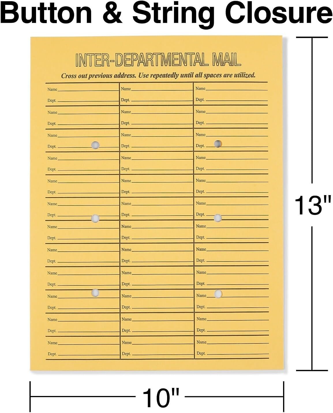 image:imageStaples ButtonandString InterDepartmental Envelopes 10 13 Brown Kraft Durable Construction 100Box