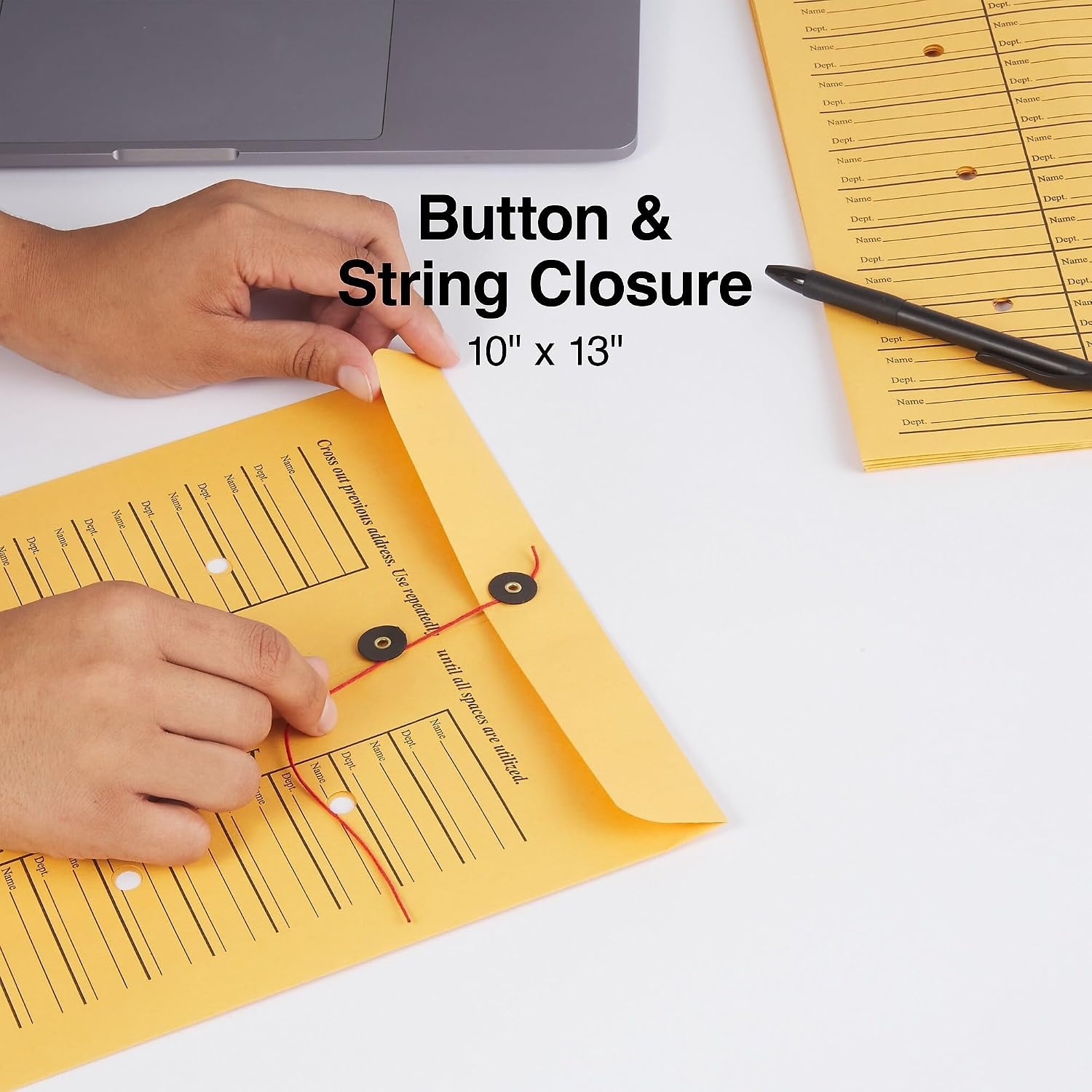 image:imageStaples ButtonandString InterDepartmental Envelopes 10 13 Brown Kraft Durable Construction 100Box