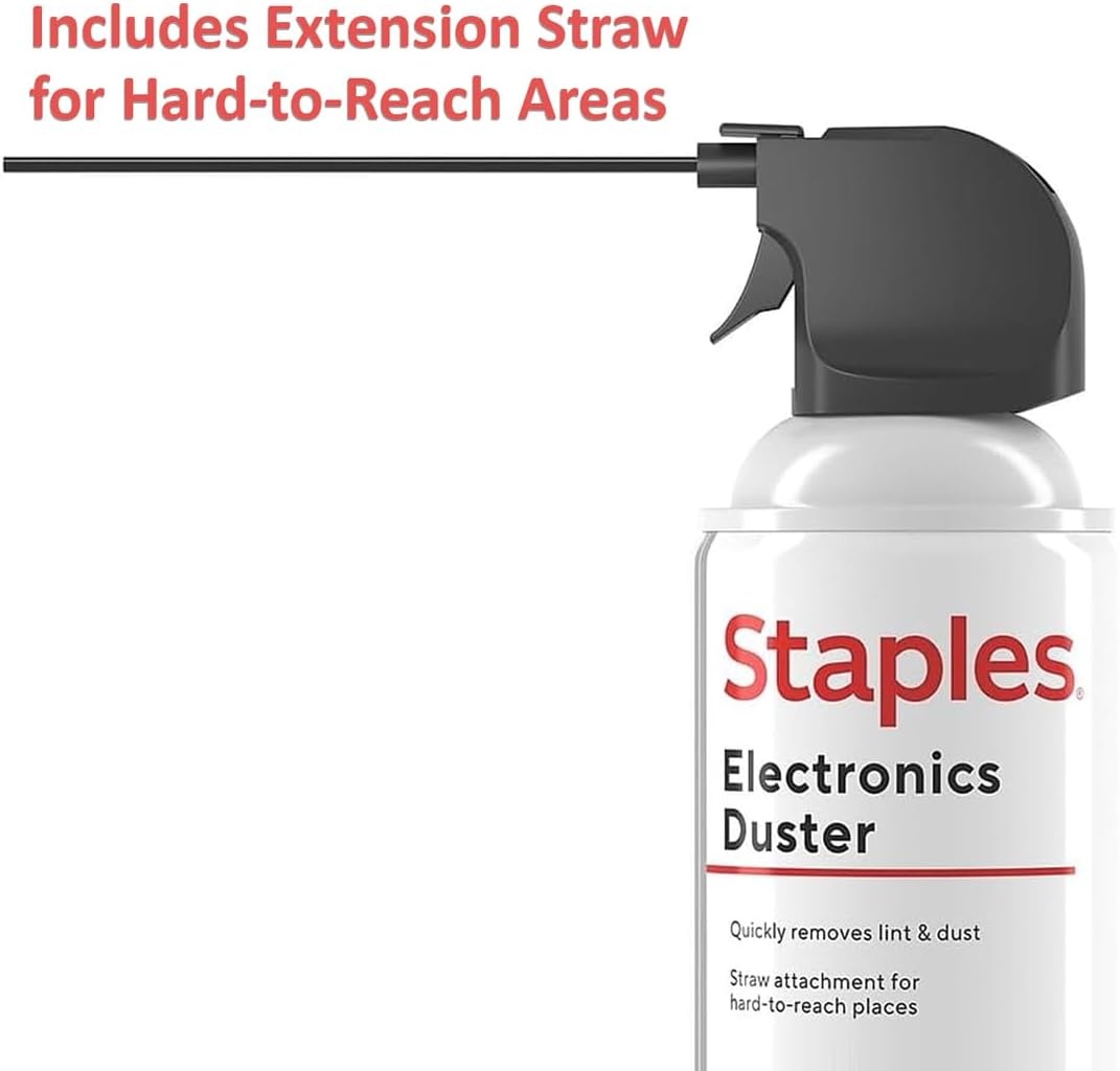 image:imageStaples Compressed Air Duster 10 oz Can for Electronics Keyboards amp Office Devices6