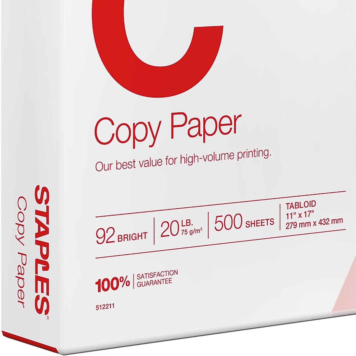 image:imageStaples Copy Paper 11 x 17 92 Brightness 20 lbs Ledger Size Paper For Office School amp Home1 Ream 500 Sheets