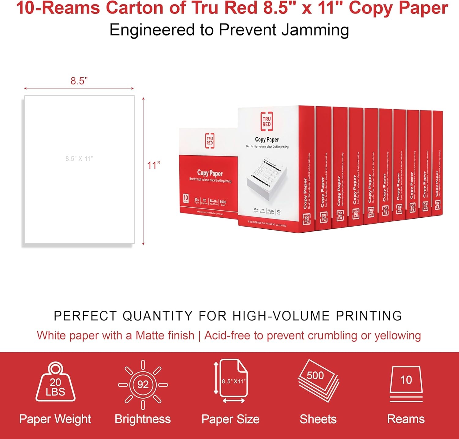 image:imageStaples Copy Paper 11 x 17 92 Brightness 20 lbs Ledger Size Paper For Office School amp Home10 Reams 5 000 Sheets