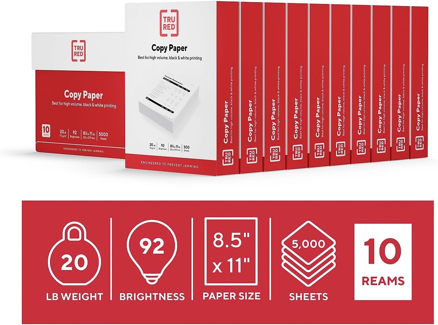 image:imageStaples Copy Paper 11 x 17 92 Brightness 20 lbs Ledger Size Paper For Office School amp Home10 Reams 5 000 Sheets