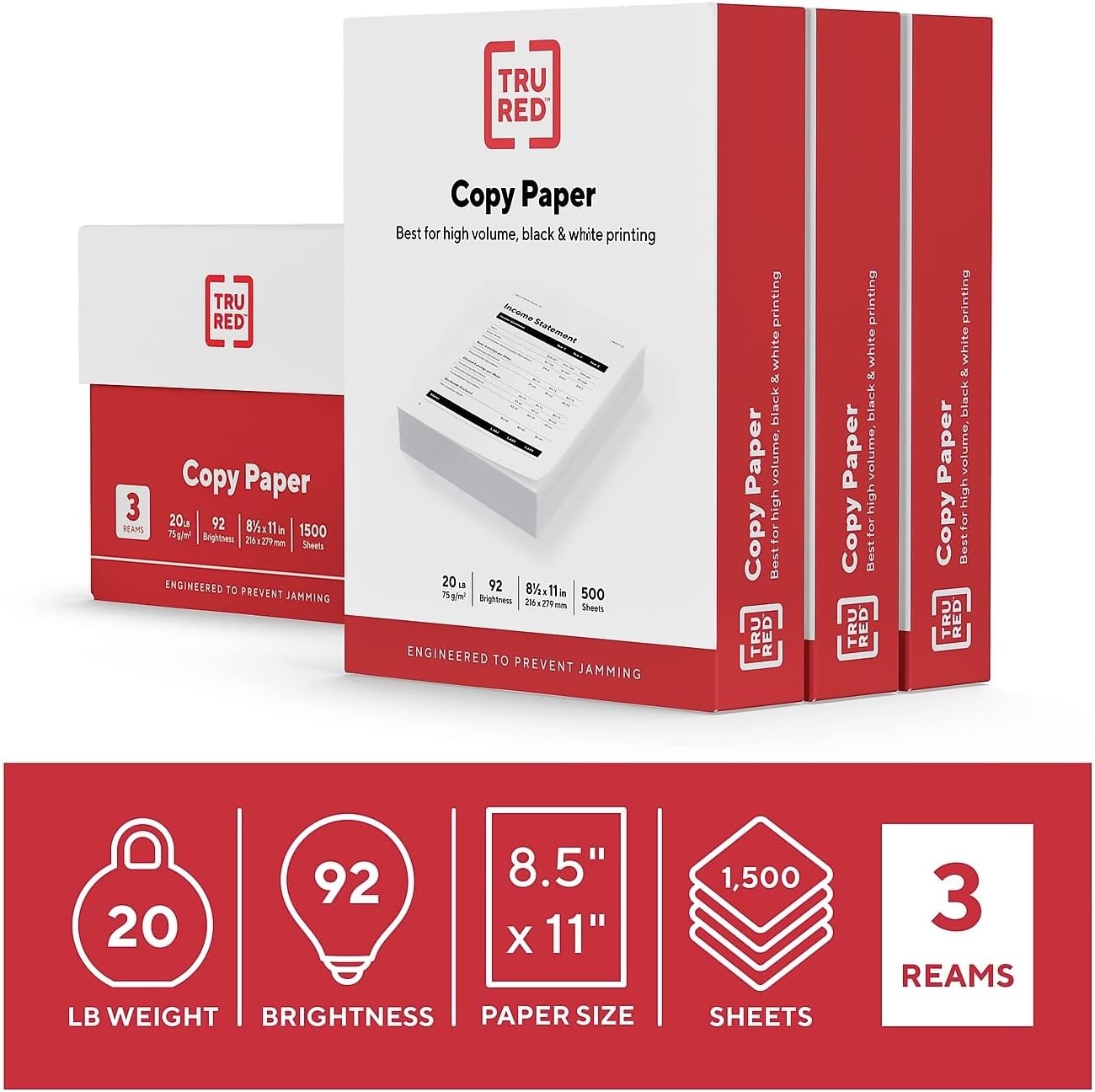 image:imageStaples Copy Paper 11 x 17 92 Brightness 20 lbs Ledger Size Paper For Office School amp Home3 Reams 1 500 Sheets