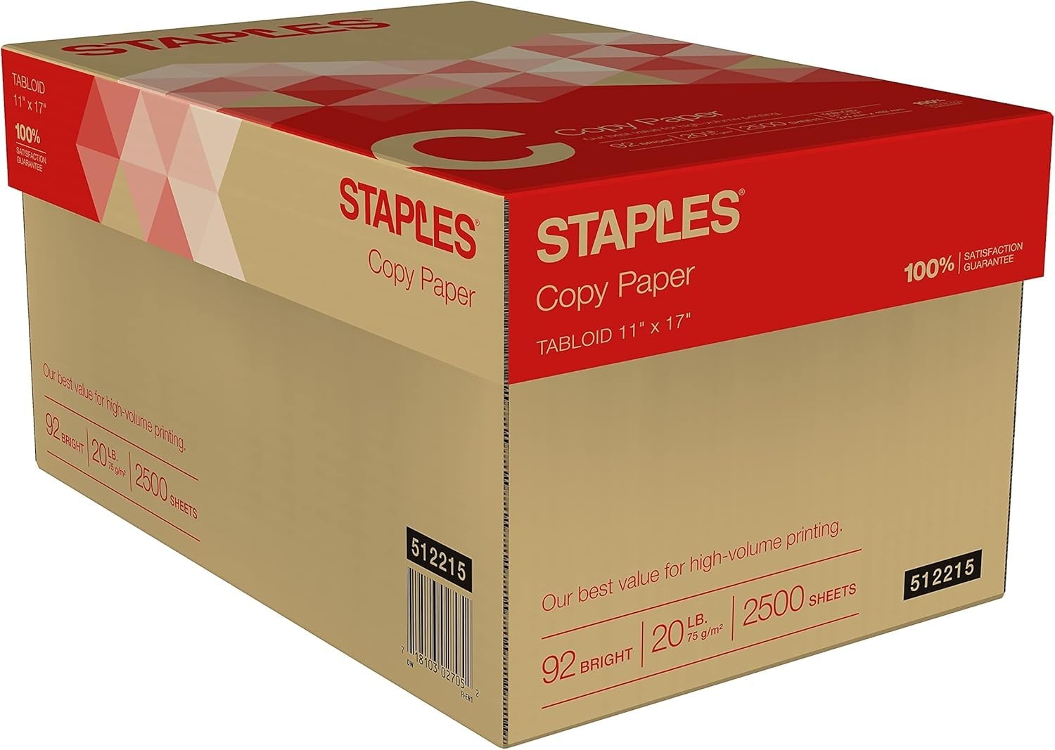 image:imageStaples Copy Paper 11 x 17 92 Brightness 20 lbs Ledger Size Paper For Office School amp Home5 Reams 2 500 Sheets