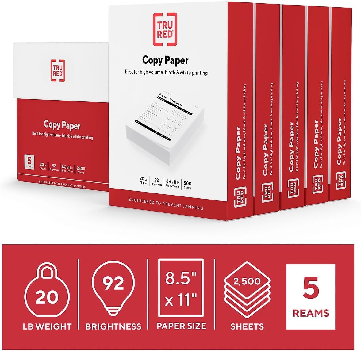 image:imageStaples Copy Paper 11 x 17 92 Brightness 20 lbs Ledger Size Paper For Office School amp Home5 Reams 2 500 Sheets