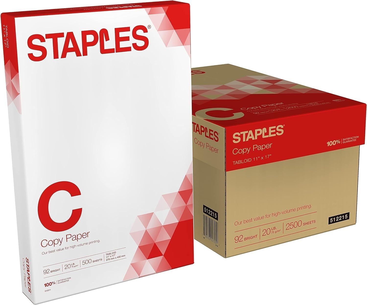 image:imageStaples Copy Paper 11 x 17 92 Brightness 20 lbs Ledger Size Paper For Office School amp Home5 Reams 2 500 Sheets