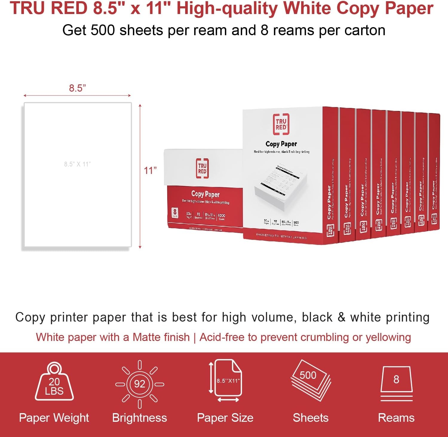 image:imageStaples Copy Paper 11 x 17 92 Brightness 20 lbs Ledger Size Paper For Office School amp Home8 Reams 4 000 Sheets