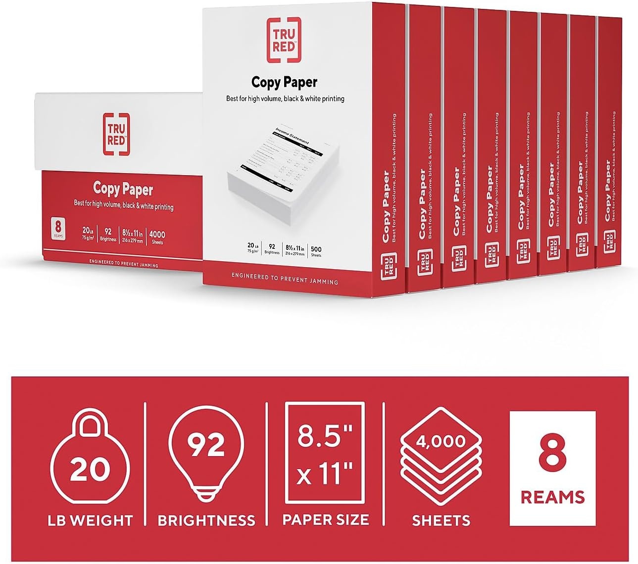 image:imageStaples Copy Paper 11 x 17 92 Brightness 20 lbs Ledger Size Paper For Office School amp Home8 Reams 4 000 Sheets