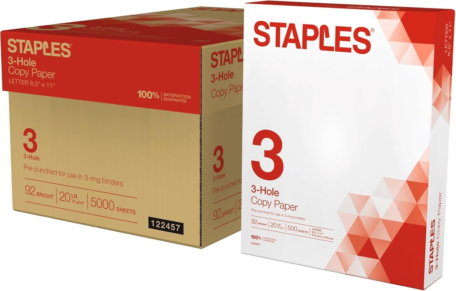 image:imageStaples Copy Paper 8 12 x 11 3 Hole Punched Case For Office School amp Home5 000 Sheets