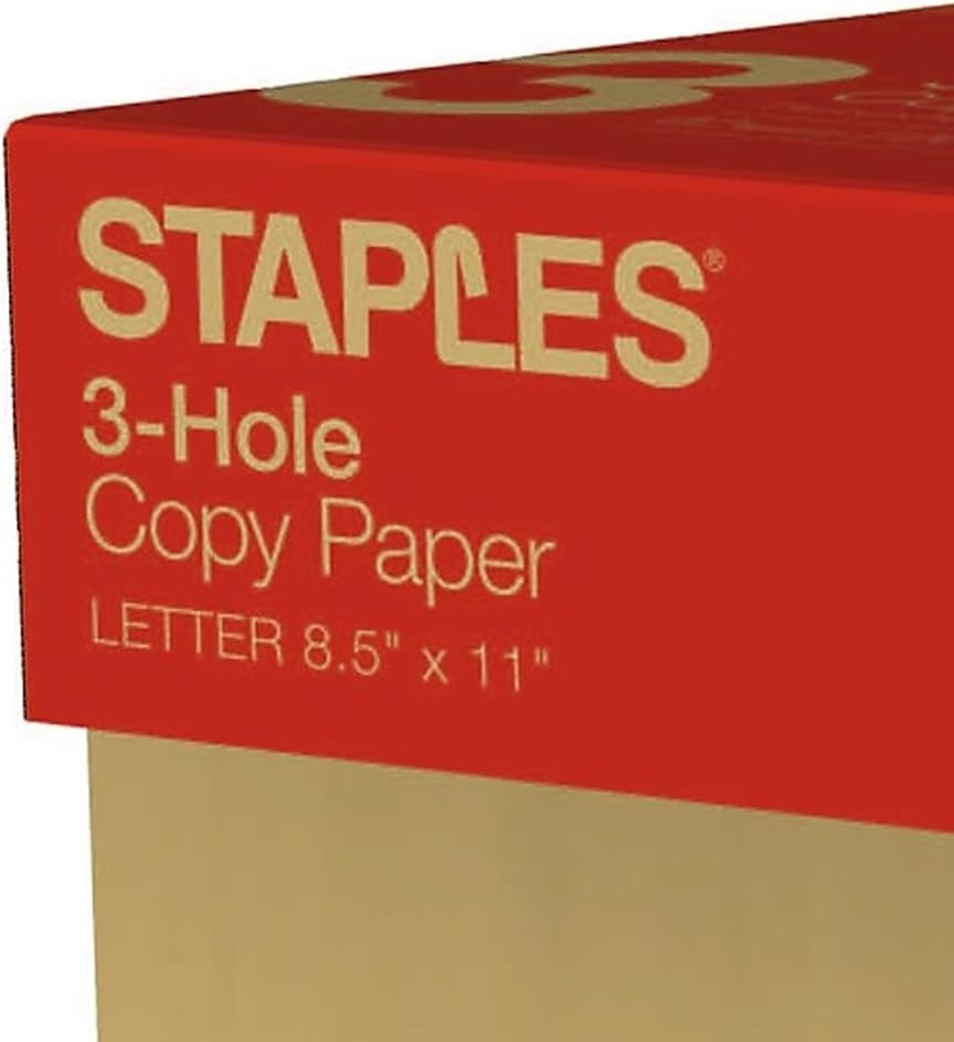 image:imageStaples Copy Paper 8 12 x 11 3 Hole Punched Case For Office School amp Home5 000 Sheets